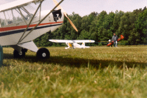 Im Vordergrund die Piper J-3 von Ralf Wolf im Hintergrund Christopf Langwieler mit ASK 13